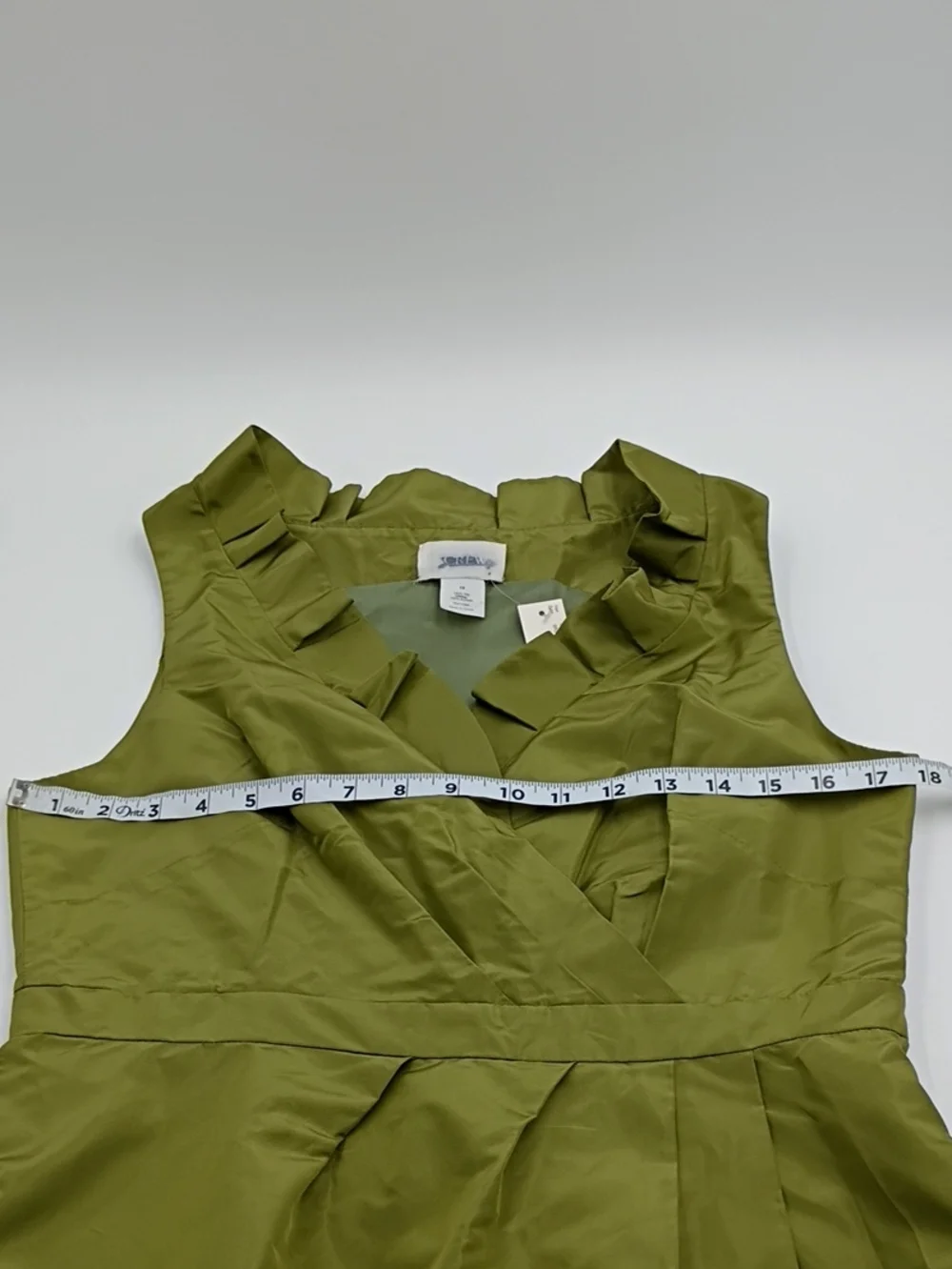 J. Crew Olive Green Silk Faux Wrap Dress NEW Ruffle Wedding Guest Cocktail 10